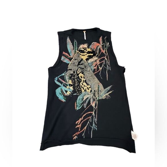 NWOT Free People Jungle Bay split side embroidered beaded tunic XS sleeveless - Picture 12 of 14